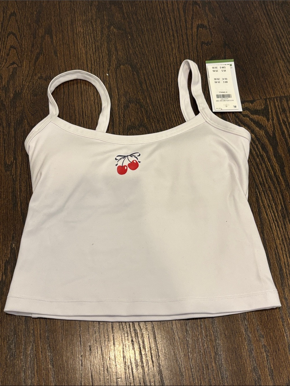 NWT Gilly Hicks Women’s White Cropped Tank with Red Cherry Size X Small